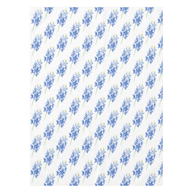 Watercolor Bluebonnets Tablecloth (Front)