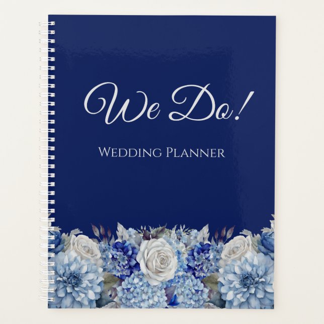 Watercolor BlueFlower Bouquet- Wedding- Planner (Front)