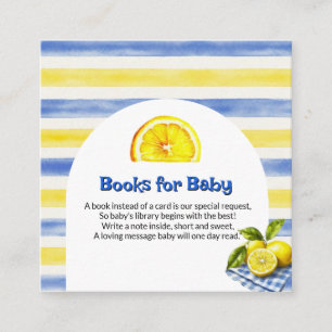 Watercolor BlueYellow Stripe Lemon Books for Baby Enclosure Card