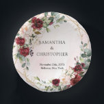 Watercolor blush and burgundy gold wedding paper plate<br><div class="desc">Get ready to elevate your wedding decor with these boho green and gold eucalyptus foliage chic paper plates! Perfect for adding a touch of adventure and whimsy to your special day, these plates are not your average wedding tableware. Infused with a vibrant bohemian charm, the intricate eucalyptus foliage design in...</div>