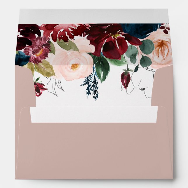 Watercolor Blush Fall Wedding Invitation Envelope (Back (Bottom))