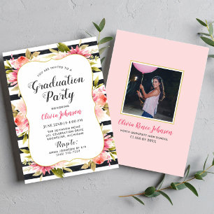 Watercolor Blush Floral Graduation Party Invitation