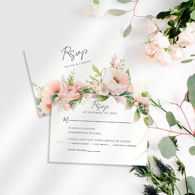 Watercolor Blush Floral Wedding RSVP Card (Creator Uploaded)
