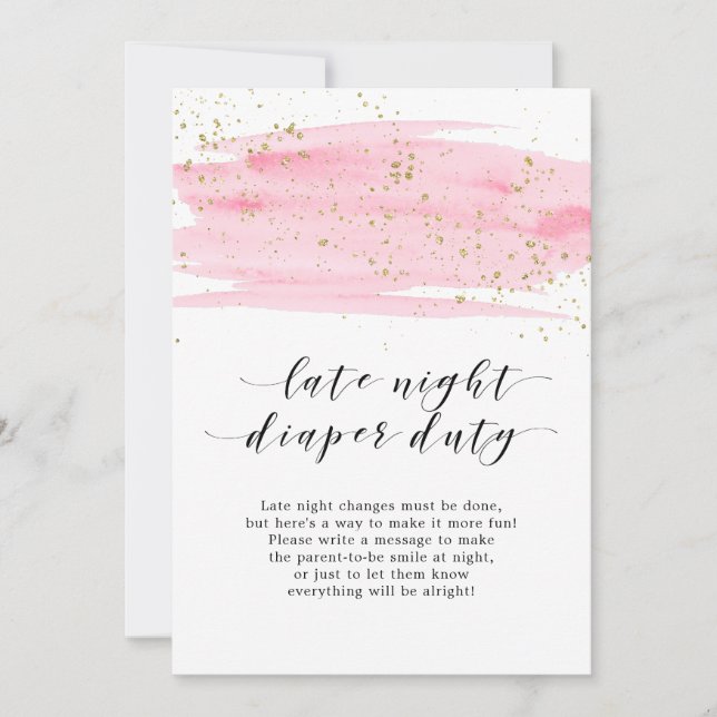 Watercolor Blush Gold Late Night Diaper Duty Sign (Front)