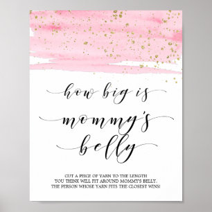 Watercolor Blush & Gold Mummy's Belly Baby Shower  Poster