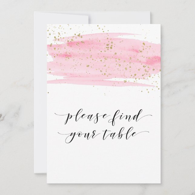 Watercolor Blush Gold Please Find Your Table Sign (Front)