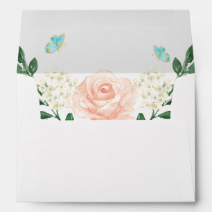 Watercolor Blush Peach Floral for 5x7 Invitation Envelopes