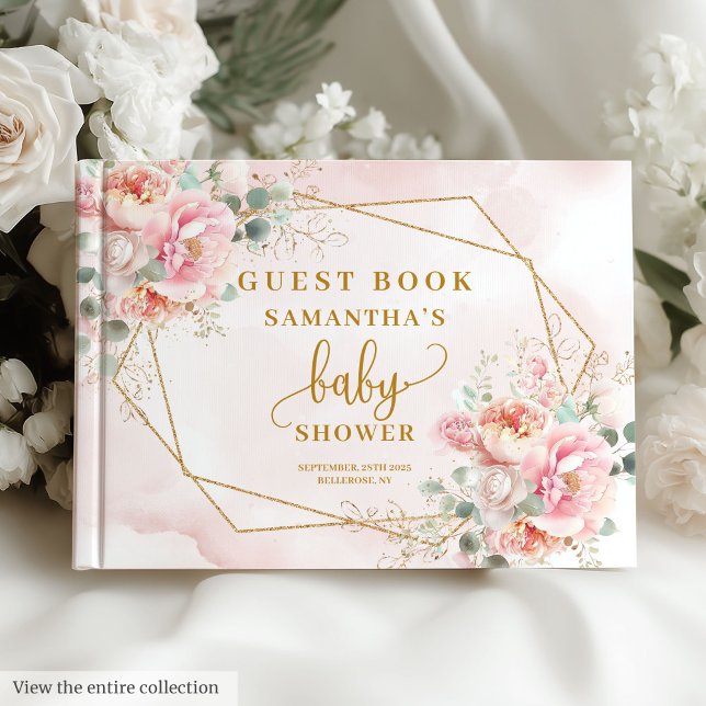 Watercolor blush pink baby shower girl guest book (Watercolor blush pink baby shower girl guest book)