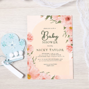 Watercolor Blush Pink Baby Shower Invitation
