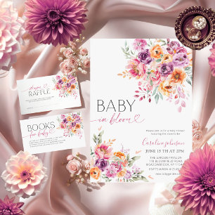 Watercolor Blush Pink Bloom Diaper Raffle  Enclosure Card