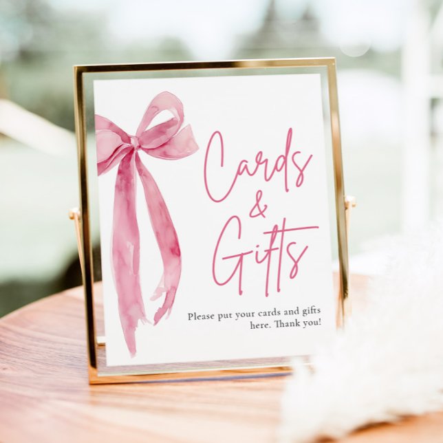 Watercolor Blush Pink Bow Cards and Gifts Sign (Watercolor Blush Pink Bow Cards and Gifts Sign)