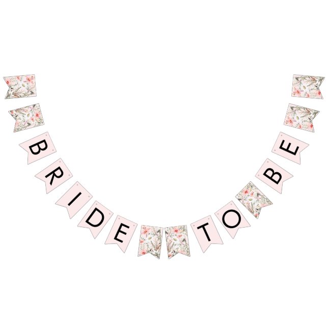 Watercolor Blush Pink Bridal Bunting Banner (All)