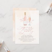 Watercolor Blush Pink Brunch Bubbly Bridal Shower