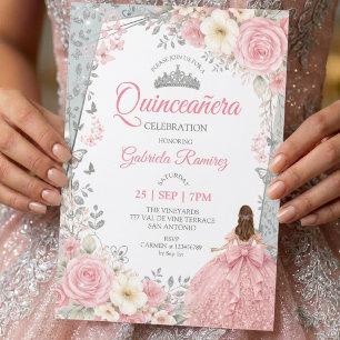 Watercolor Blush Pink Butterflies Quinceañera  Invitation