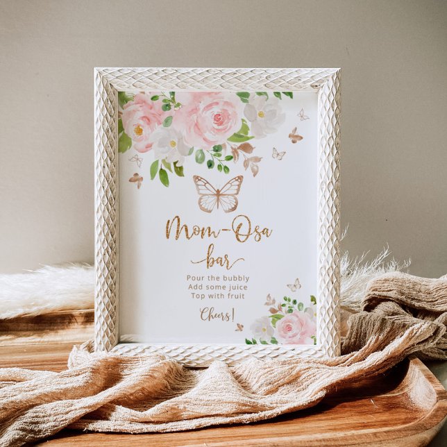 Watercolor blush pink butterfly Mom-osa bar sign (Creator Uploaded)