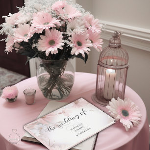 Watercolor Blush Pink Daisies Guest Book