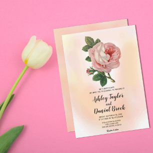Watercolor Blush Pink Dusty Rose Floral Wedding Invitation