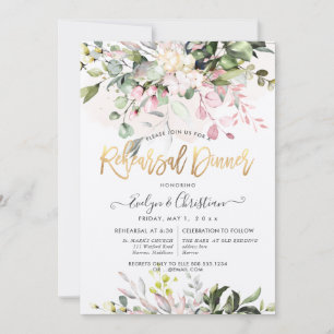 Watercolor Blush Pink Eucalyptus Rehearsal Dinner Invitation