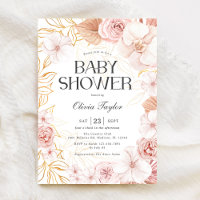 Watercolor Blush Pink Floral Baby Girl Shower