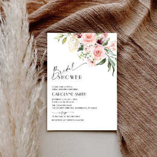 Watercolor Blush Pink Floral Bridal Shower Invitat Invitation