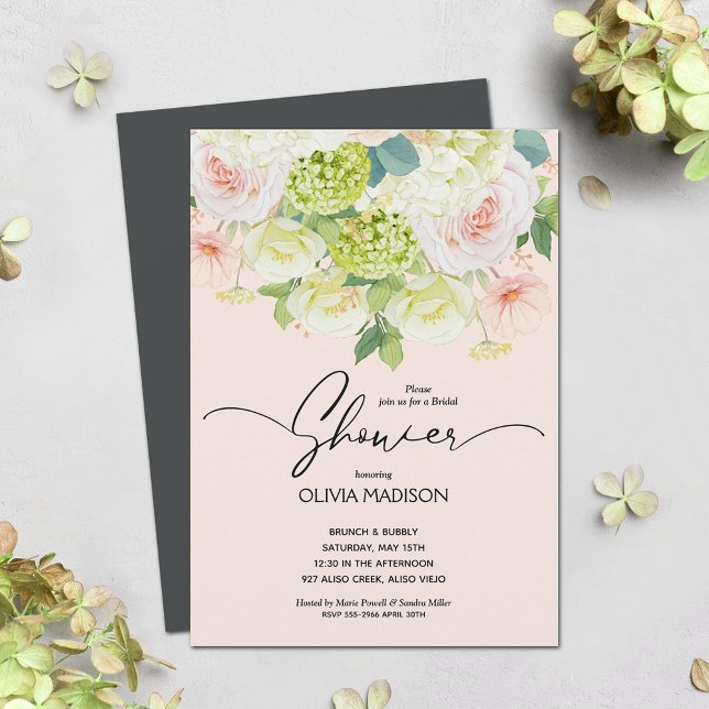 Watercolor Blush Pink Floral Bridal Shower Invitation (Creator Uploaded)