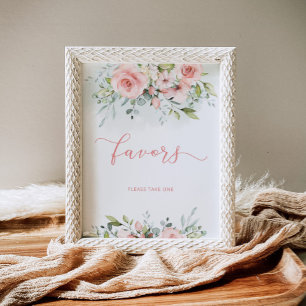 Watercolor blush pink floral Favours Poster