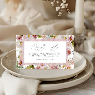 Watercolor Blush Pink Floral Wedding RSVP Cards