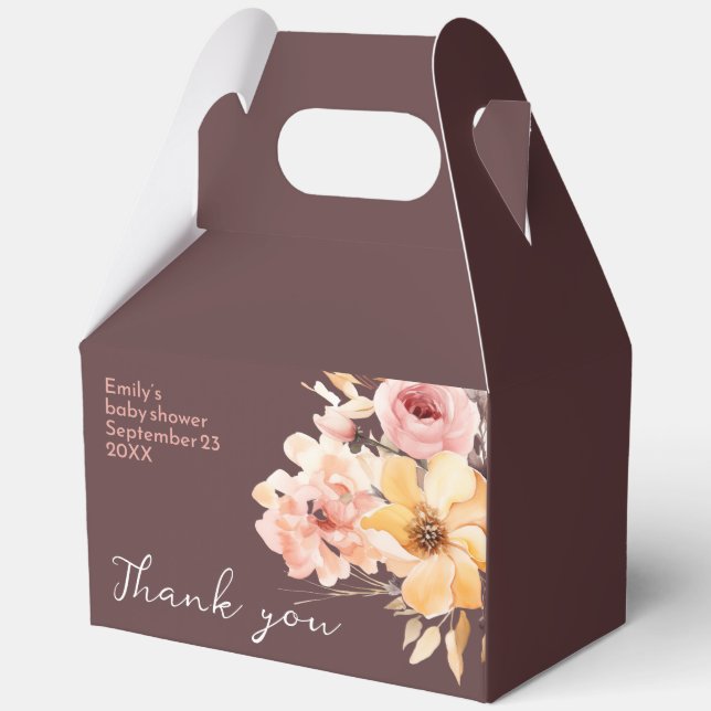 Watercolor blush pink girl baby shower card favour box (Front)