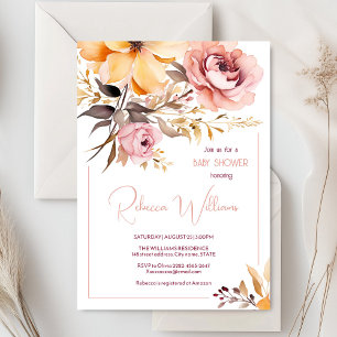 Watercolor blush pink girl baby shower invitation 