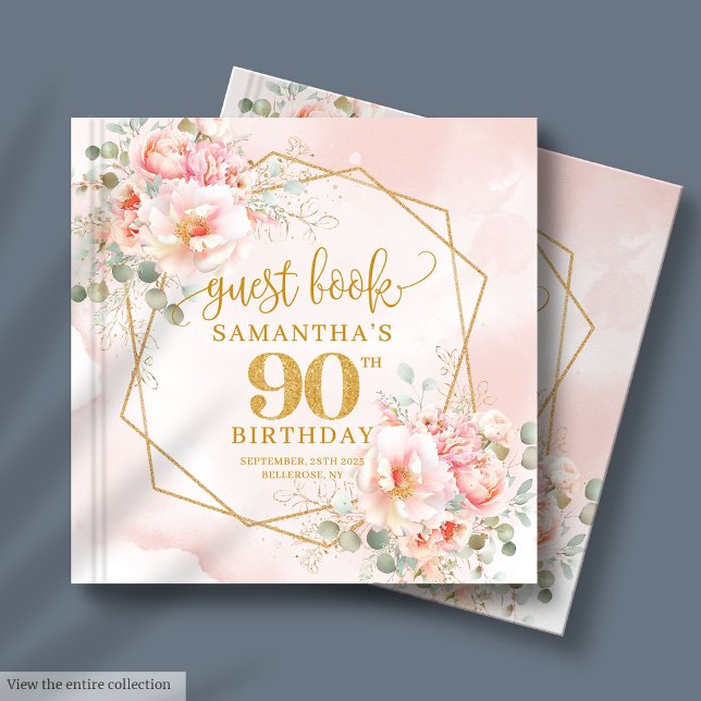 Watercolor blush pink gold floral 90th guest book (Watercolor blush pink gold floral 90th guest book

)