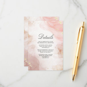 Watercolor Blush Pink Gold Ink Enclosure Card