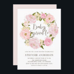 Watercolor Blush Pink Peony Wreath Baby Sprinkle Invitation<br><div class="desc">Invite guests to your event with this customisable baby sprinkle invitation. It features a blush pink peony wreath. Personalise this botanical invitation by adding your details. This pink floral wreath baby sprinkle invitation is perfect for spring and garden events.</div>