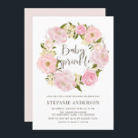 Watercolor Blush Pink Peony Wreath Baby Sprinkle Invitation<br><div class="desc">Invite guests to your event with this customisable baby sprinkle invitation. It features a blush pink peony wreath. Personalise this botanical invitation by adding your details. This pink floral wreath baby sprinkle invitation is perfect for spring and garden events.</div>