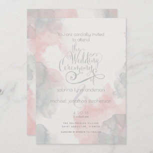 Watercolor Blush Pink Pewter theBarefootBride™ Invitation