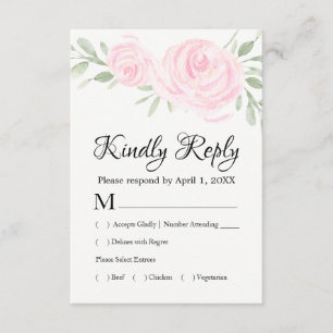 Watercolor Blush Pink Roses RSVP Response Cards