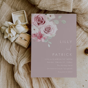 Watercolor Blush Pink & Sage Floral Wedding Invitation