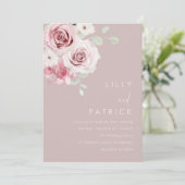 Watercolor Blush Pink & Sage Floral Wedding Invitation (Standing Front)