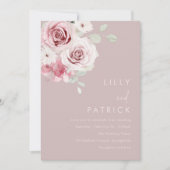 Watercolor Blush Pink & Sage Floral Wedding Invitation (Front)