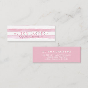 Watercolor blush pink stripes lipstick distributor mini business card
