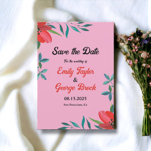 Watercolor Blush Pink Wildflower Floral Wedding Save The Date