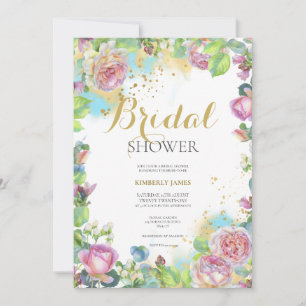Watercolor Blush Rose Bridal Shower Invitation