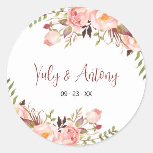 Watercolor Blush Rose Garden Seal Art