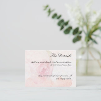 Watercolor Blush Rose | Wedding Enclosure Card