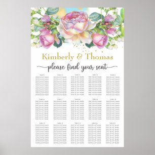 Watercolor Blush Rose Wedding Seating Chart