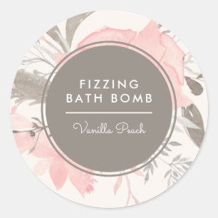 Watercolor Blush Taupe Floral Business Product Classic Round Sticker