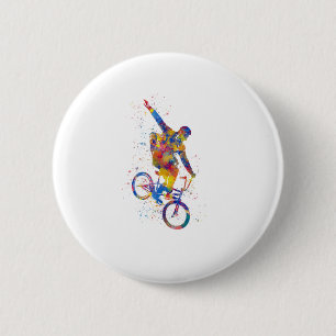 Watercolor bmx rider 6 cm round badge
