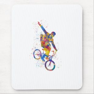 Watercolor bmx rider mouse pad