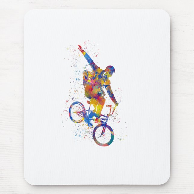 Watercolor bmx rider mouse pad (Front)