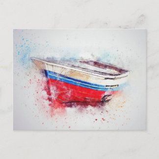 Watercolor Boat Postcard