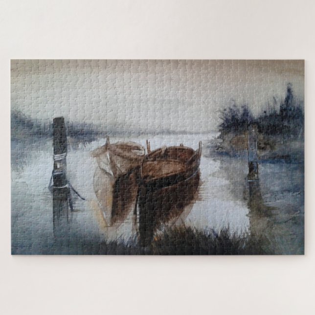watercolor boats jigsaw puzzle (Horizontal)